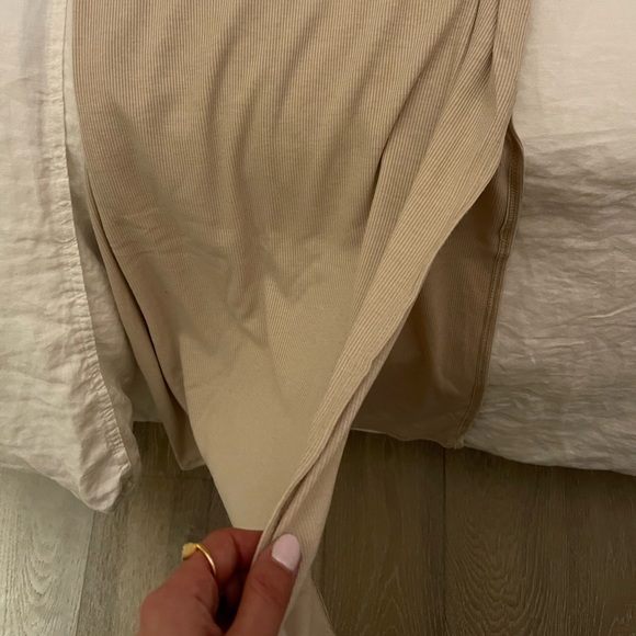 Beige Cut Out Slit Dress - Picture 2 of 3